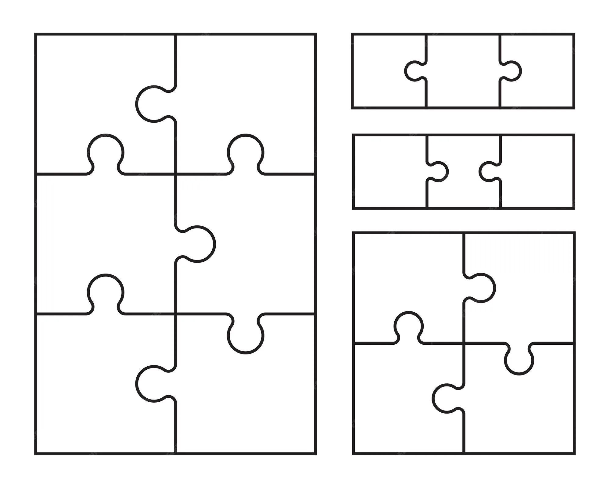 Premium Vector Puzzles Grid Jigsaw Puzzle 6 4 And 3 Pieces