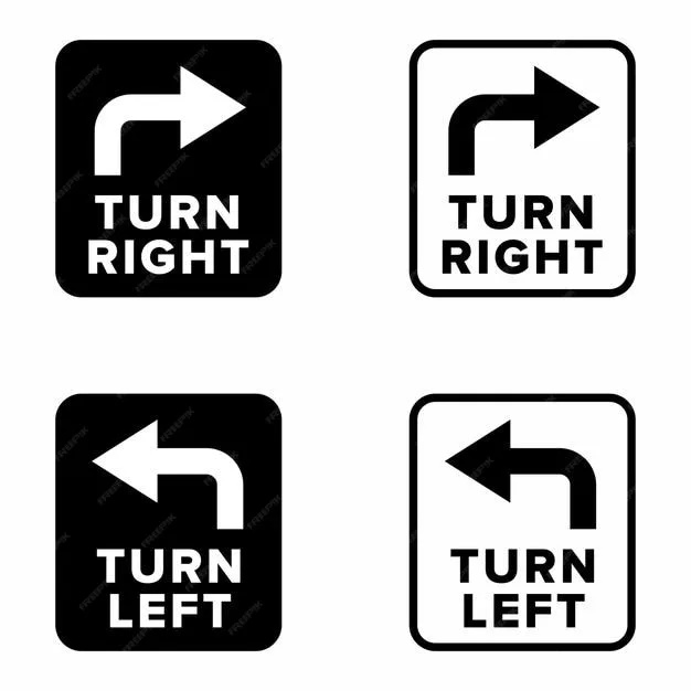 Premium Vector Turn Right And Turn Left Indication Information Sign