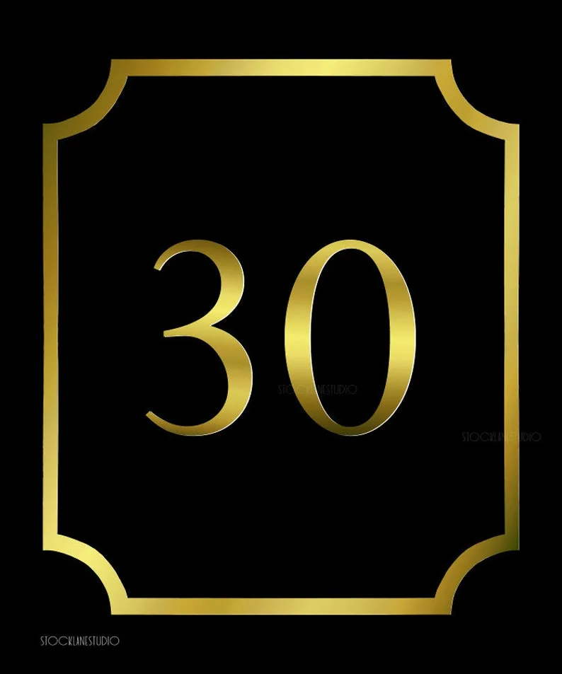 Printable Number 30 Birthday Poster Gold Black 30Th Thirtieth Etsy