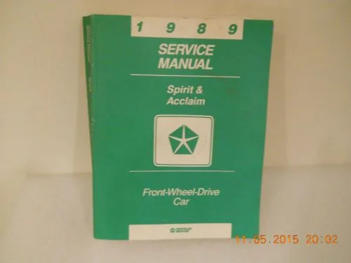 Purchase 1989 Chrysler Motors Dodge Spirt Plymouth Acclaim Factory Service Manual In