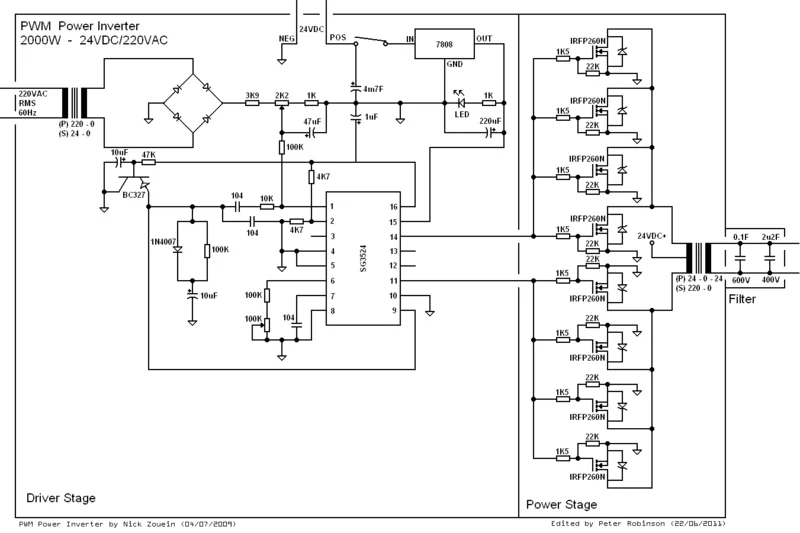 Pure Sine Wave Inverter Circuit Diagrams