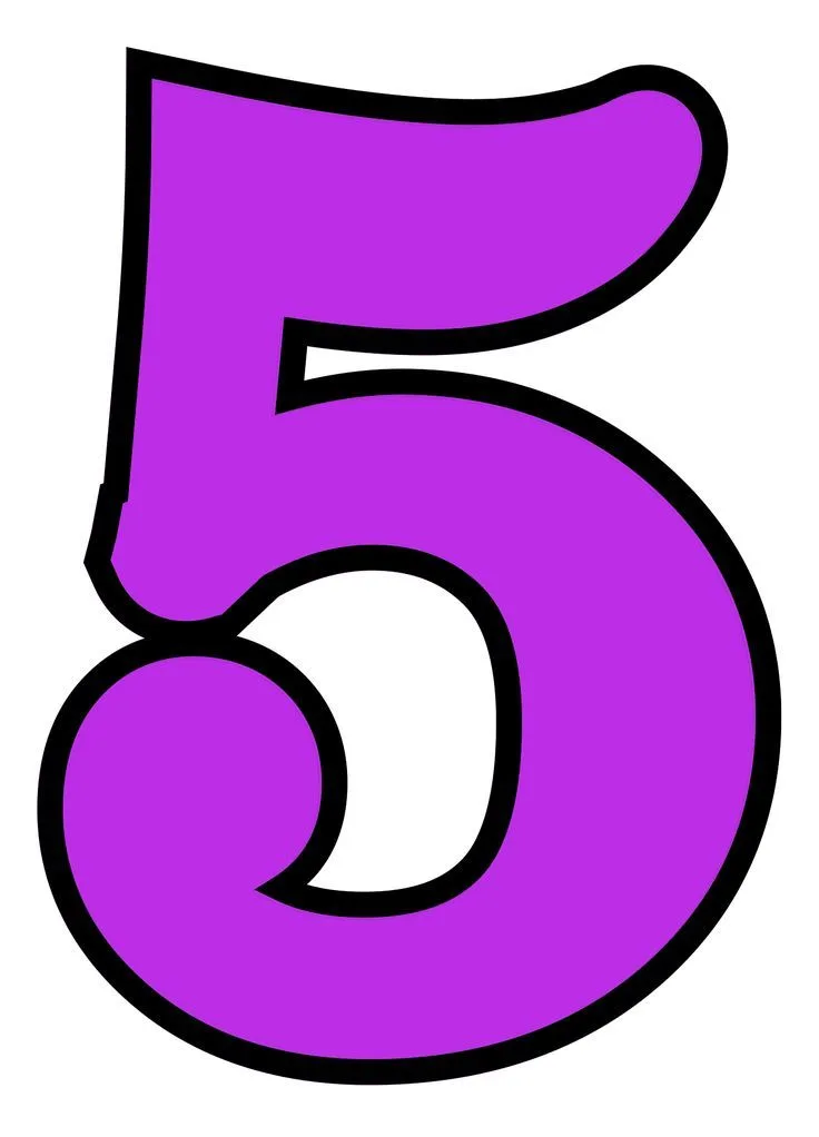 Purple Number Five With Black Outline