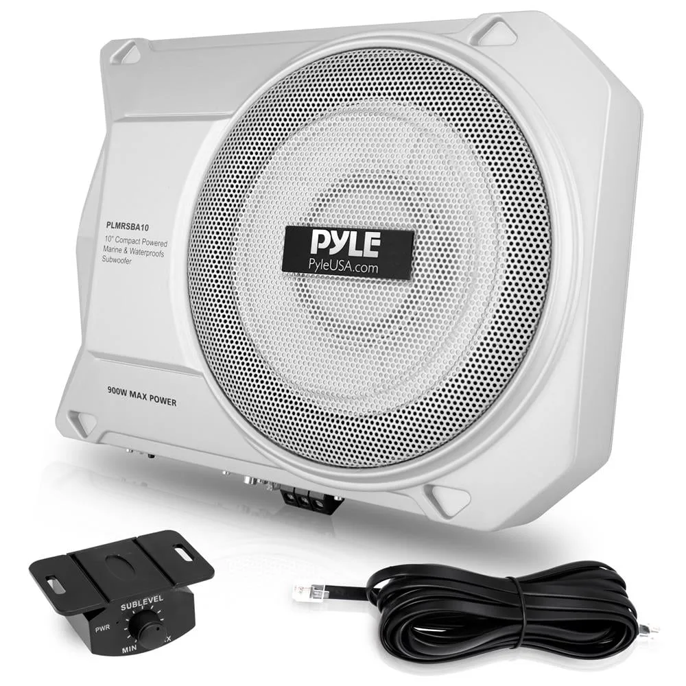 Pyle Amplified Low Profile 900 Watt Under Seat Compact Car Subwoofer 10 Inch