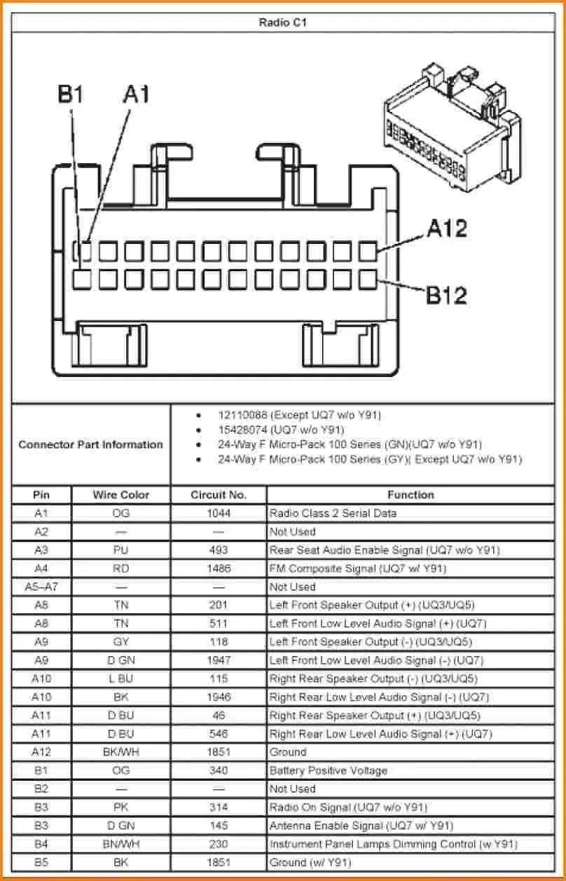 Radio Wiring Diagram For 2007 Chevy Silverado