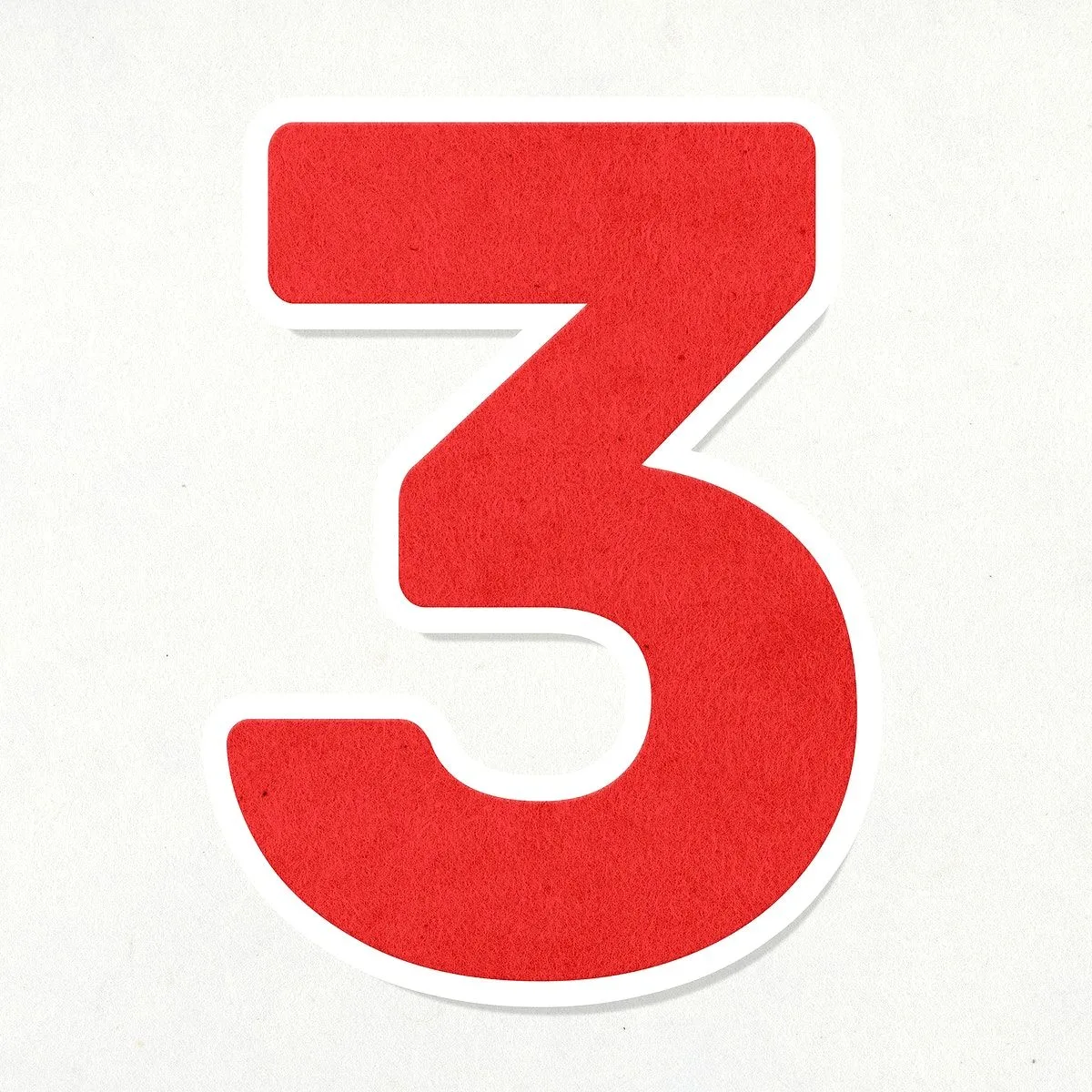 Red Number Three Sticker Design Element