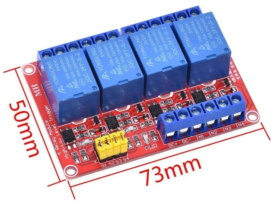 Relay Module 4 Channels 24V 10A Opto Isolated Songle Relays 99Tech