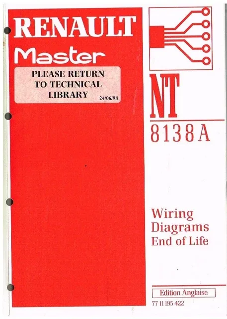 Renault Master Mk1 Van Original 1997 Factory Wiring Diagrams Manual 32 50 Picclick Uk