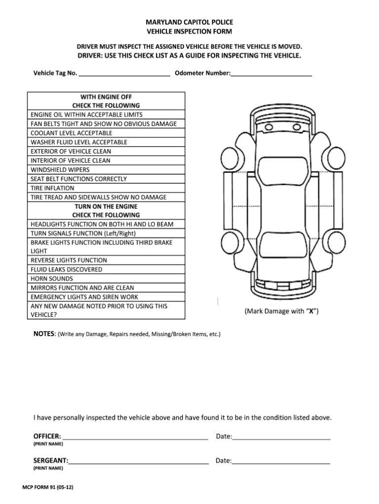 Rental Car Damage Diagram