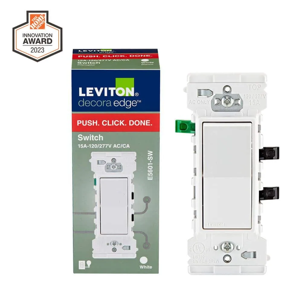 Reviews For Leviton Decora Lever Edge 15 Amp 120 277 Volt Single Pole Switch White 1 Pack