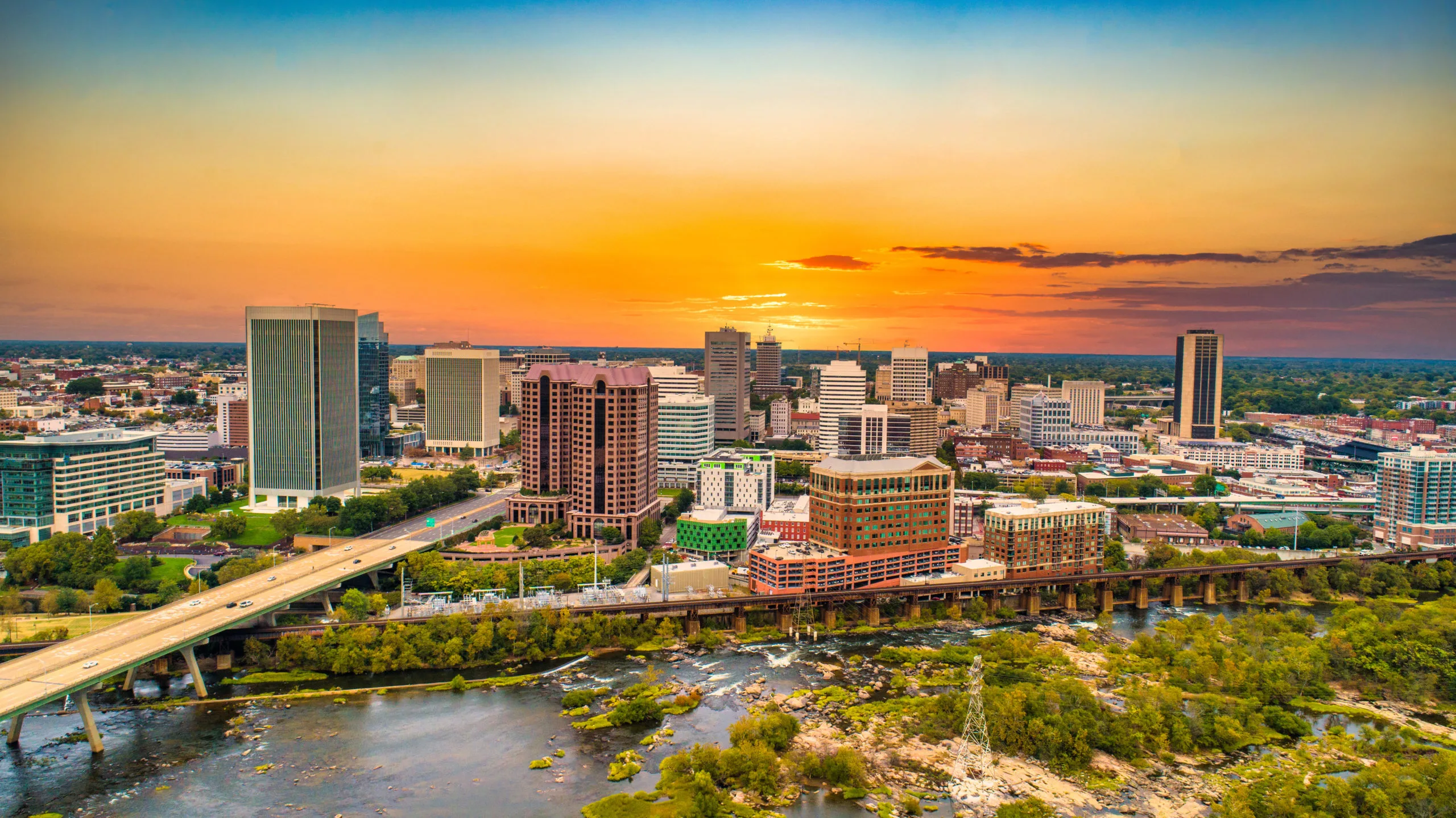 Richmond Virginia Usa Downtown Drone Skyline Aerial Housingforward Virginia