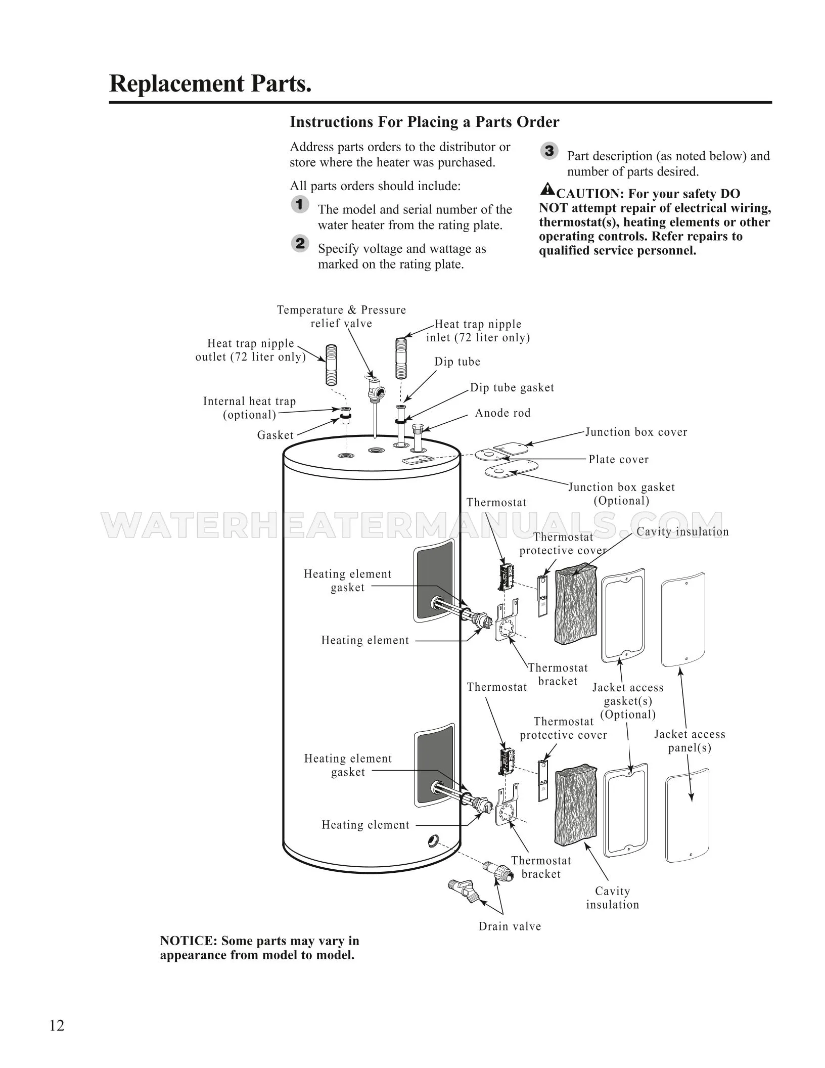 Ruud Pe2 52 2 Pacemaker Electric Water Heater Use Care Manual Water Heater Manuals