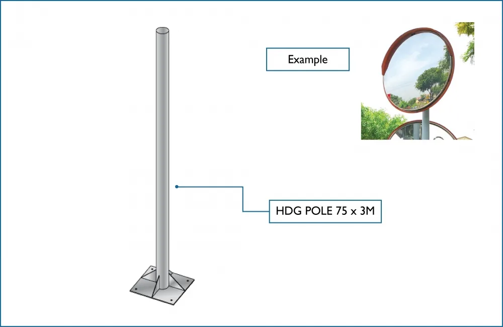 Safer Galvanized Pole Convex Mirror Accessories Ttf Group