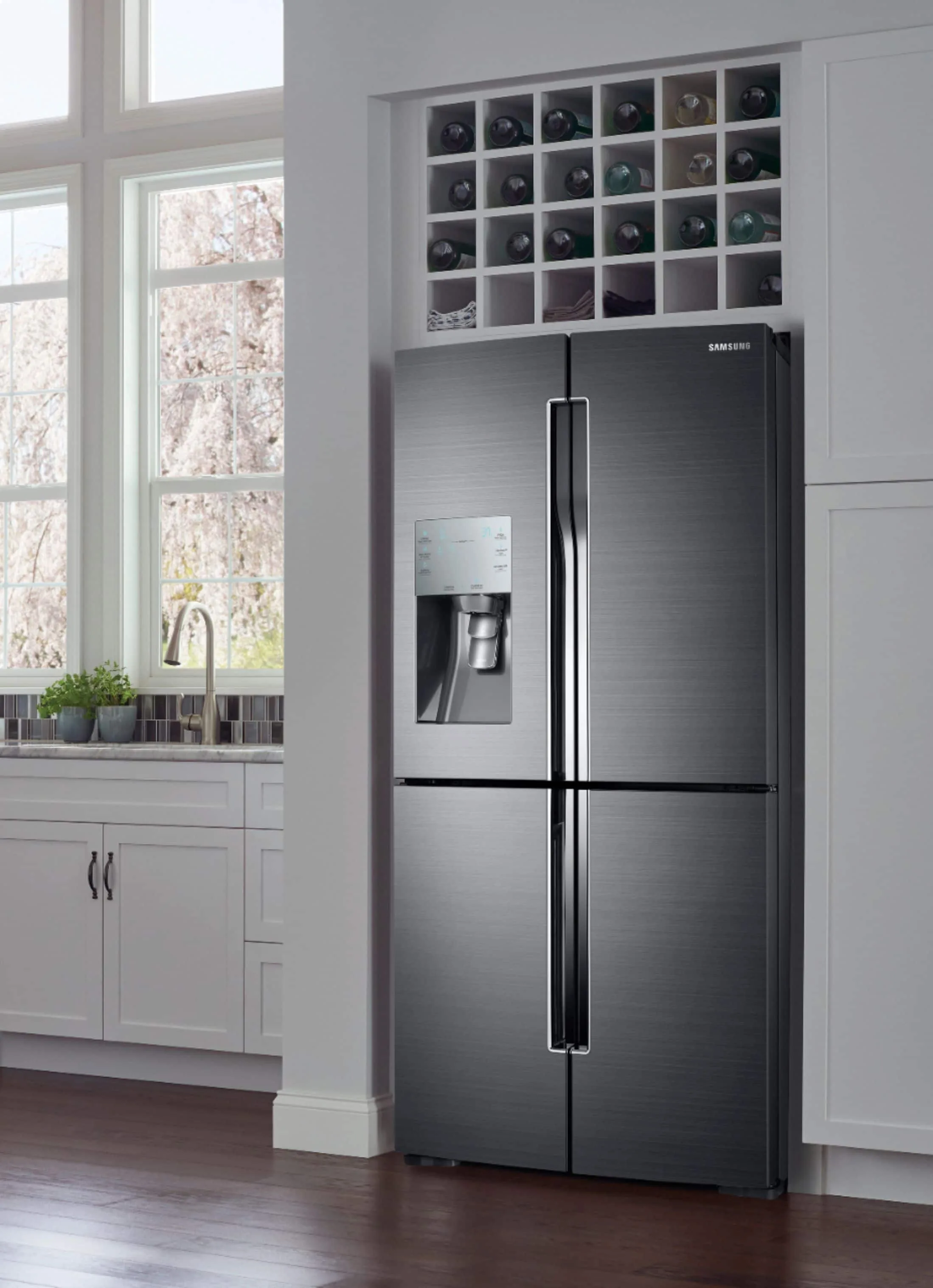 Samsung 28 1 Cu Ft 4 Door Flex French Door Fingerprint Resistant Refrigerator Black Stainless