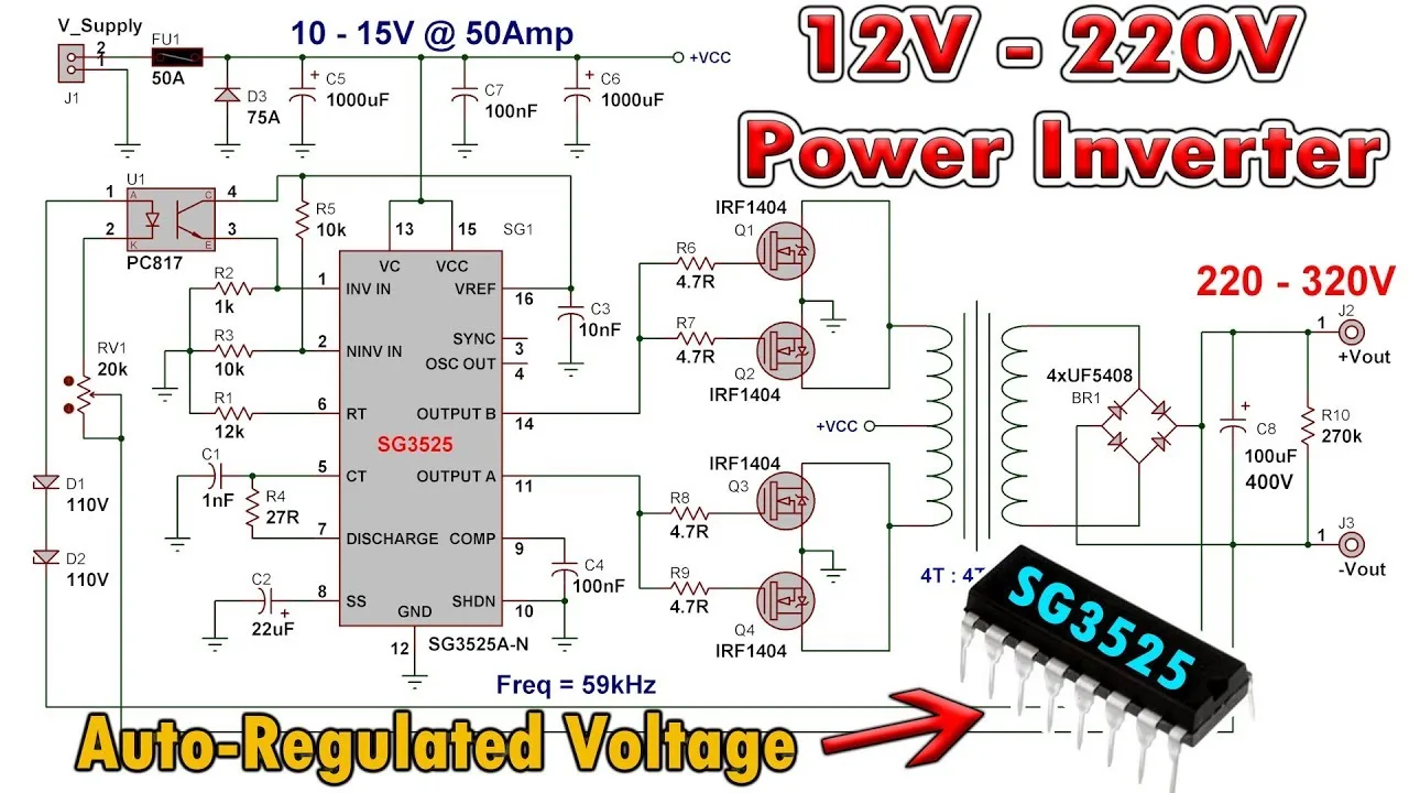 Schema Invertor 12V 220V 1000W