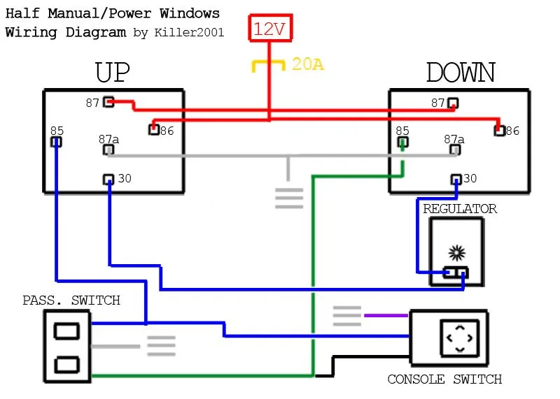 Schematic 5 Pin Power Window Switch Wiring Diagram 6 Pin Pow