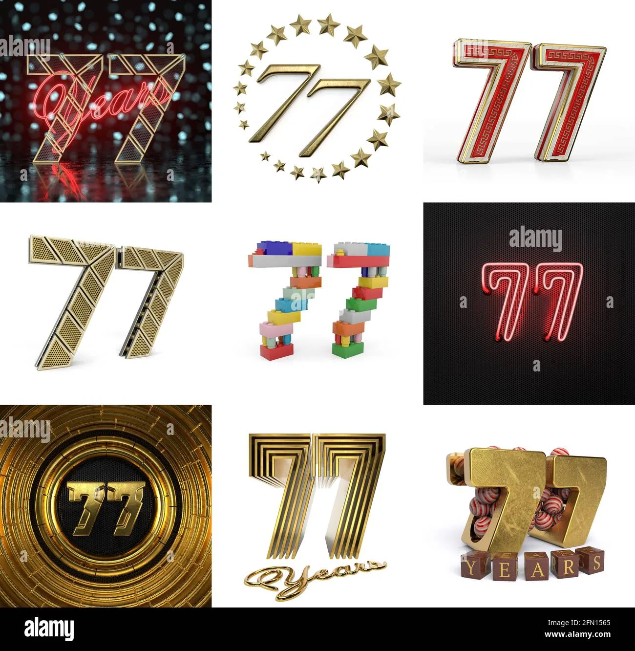 Set Of Seventy Seven Year Birthday Number 77 Graphic Design Element Anniversary Number
