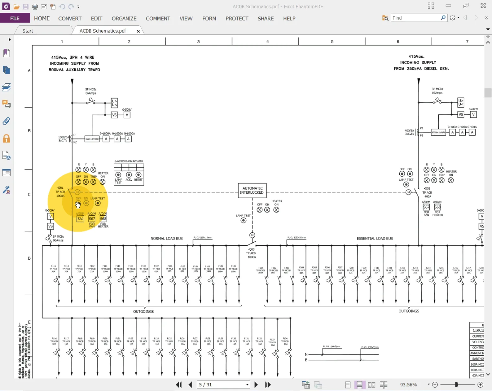 Simons Single Line Diagram For 400 All In One Panel 400Amp S