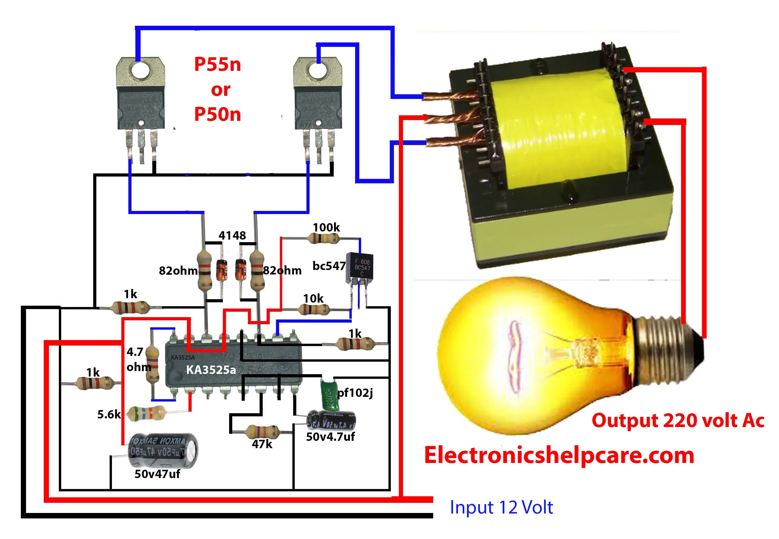 Simple Inverter Circuit Diagram 12V To 220V