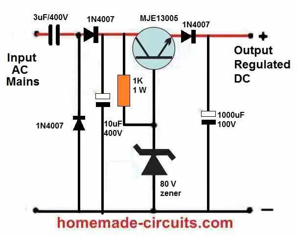 Simple Transformerless Power Supply Circuits Explained 46 Off