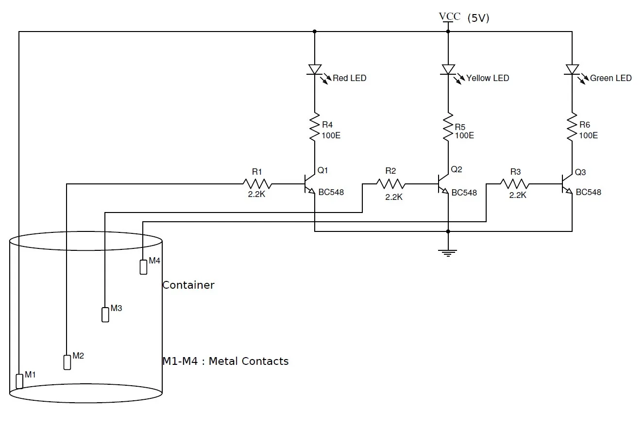 Simple Water Level Indicator Alarm Circuit Diagram Indicator
