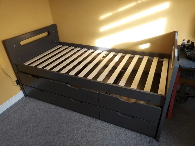 Single Bed With Trundle Bed And Storage Anthracite Grey Used In Good Condition 52 68