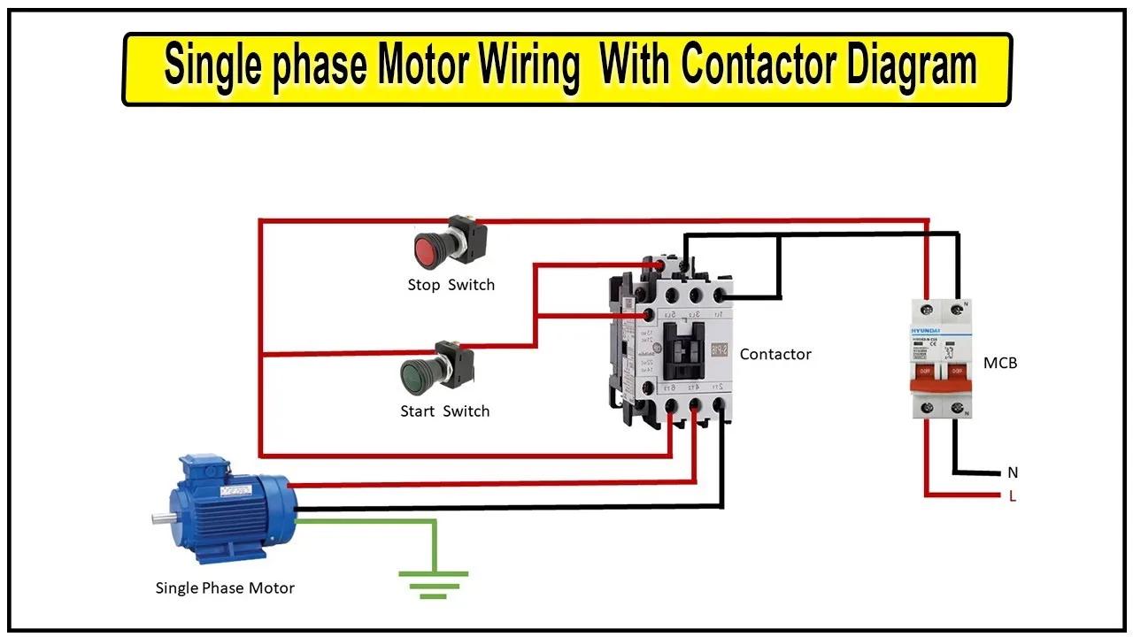 Single Phase Motor Wiring With Contactor Diagram Circuit 51 Off