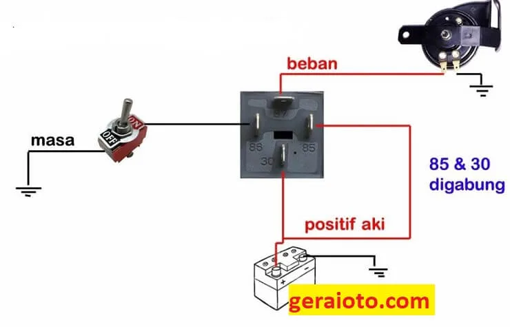 Skema Relay 4 Kaki Klakson Rangkaian Fungsi Penerapan Gerai Otomotif