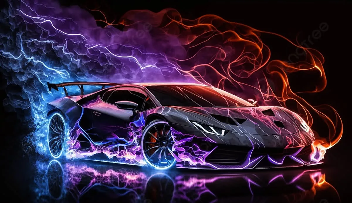 Sports Car Wild Light Effect Creative Background Car Light Effect Glow Background Image And