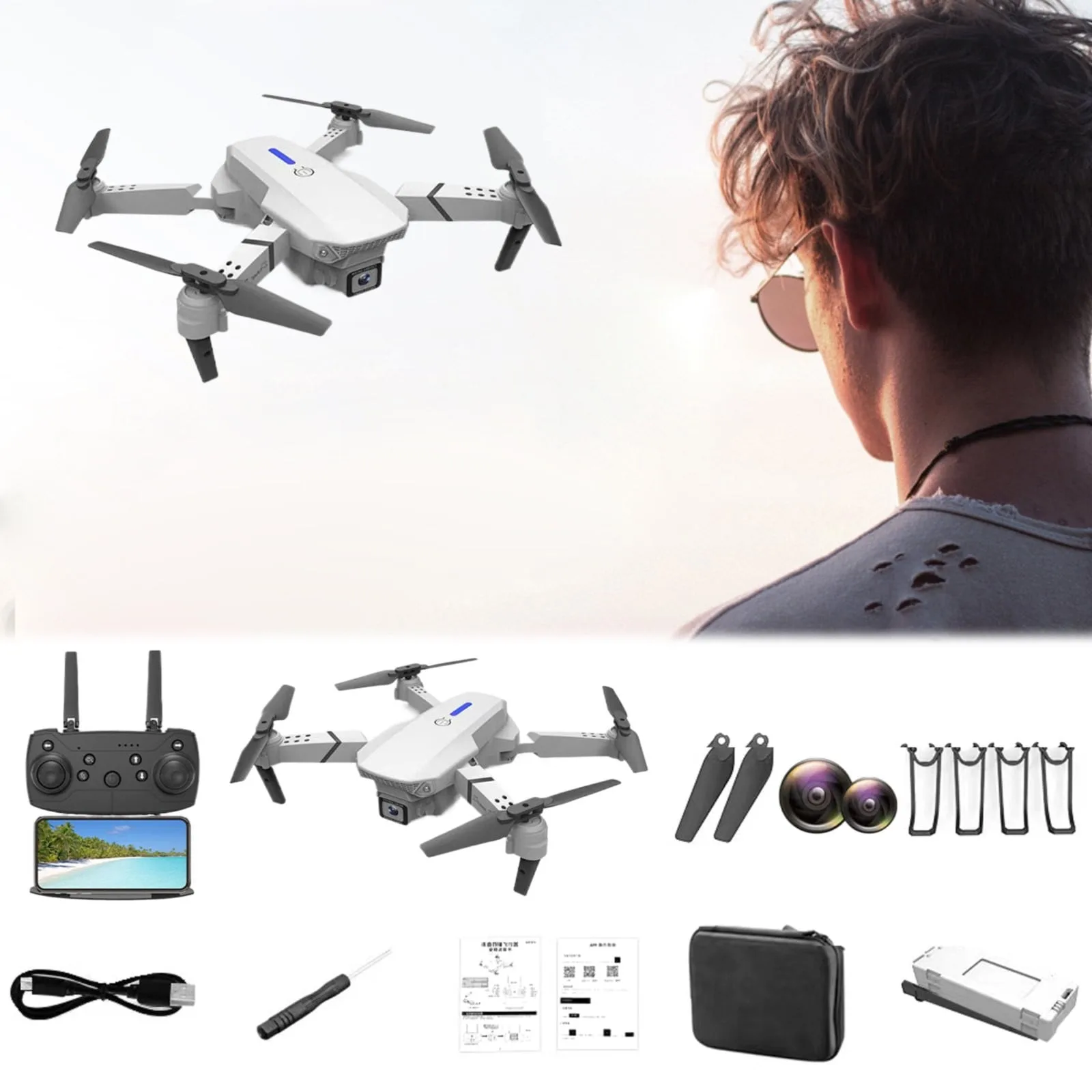 Ssntsy Drone With Camera 1080P Foldable Drone Remote Control Quadcopter With Voice Control