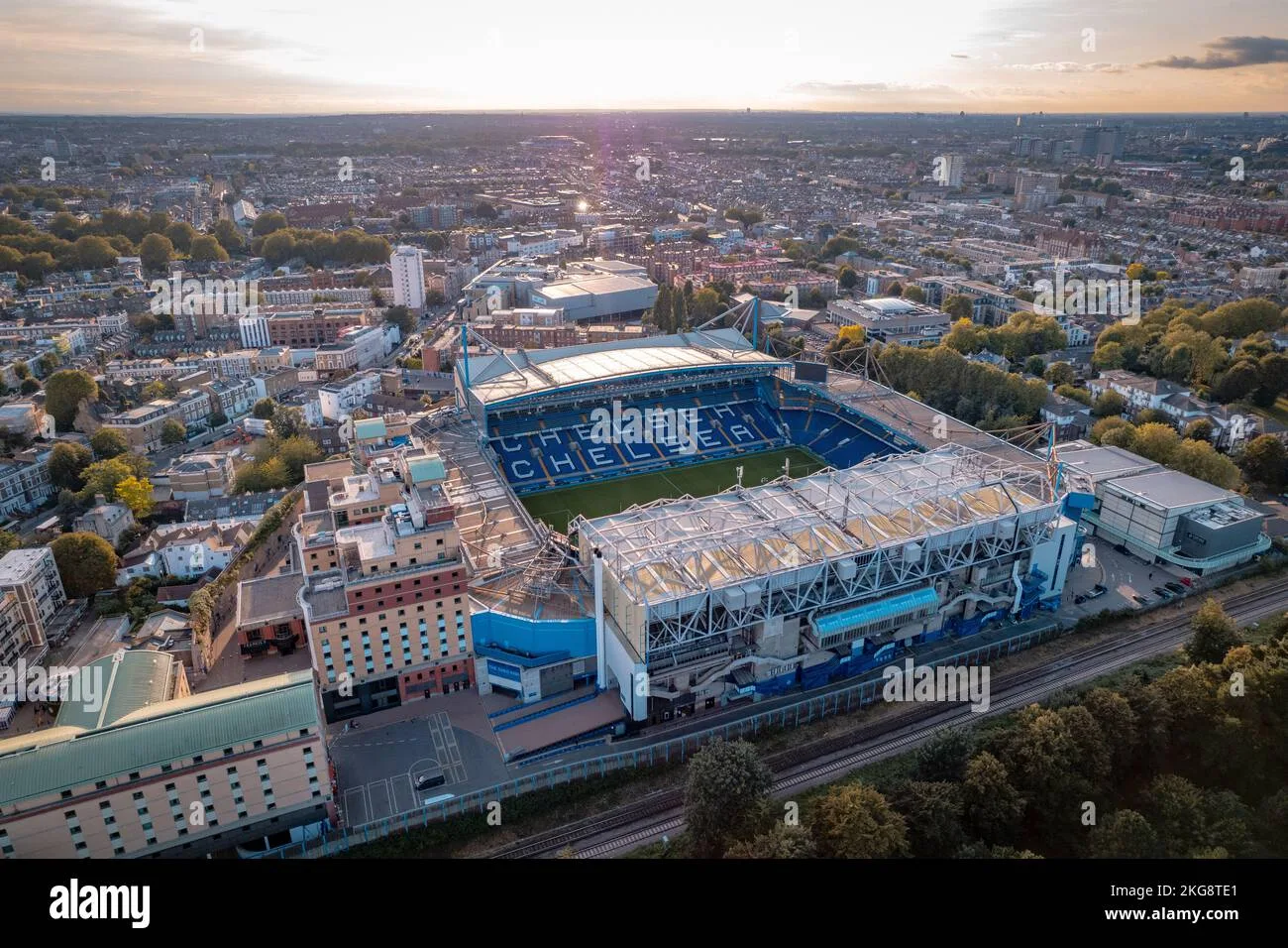 Stamford Bridge Stadium Heimstadion Des Chelsea Football Club Ein Blick Aus Der Vogelperspektive