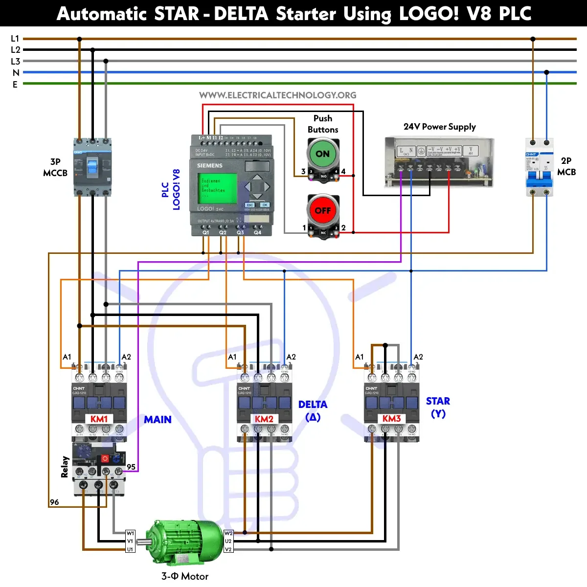 Star Delta Starter Motor Control Circuit Using Logo V8 Plc