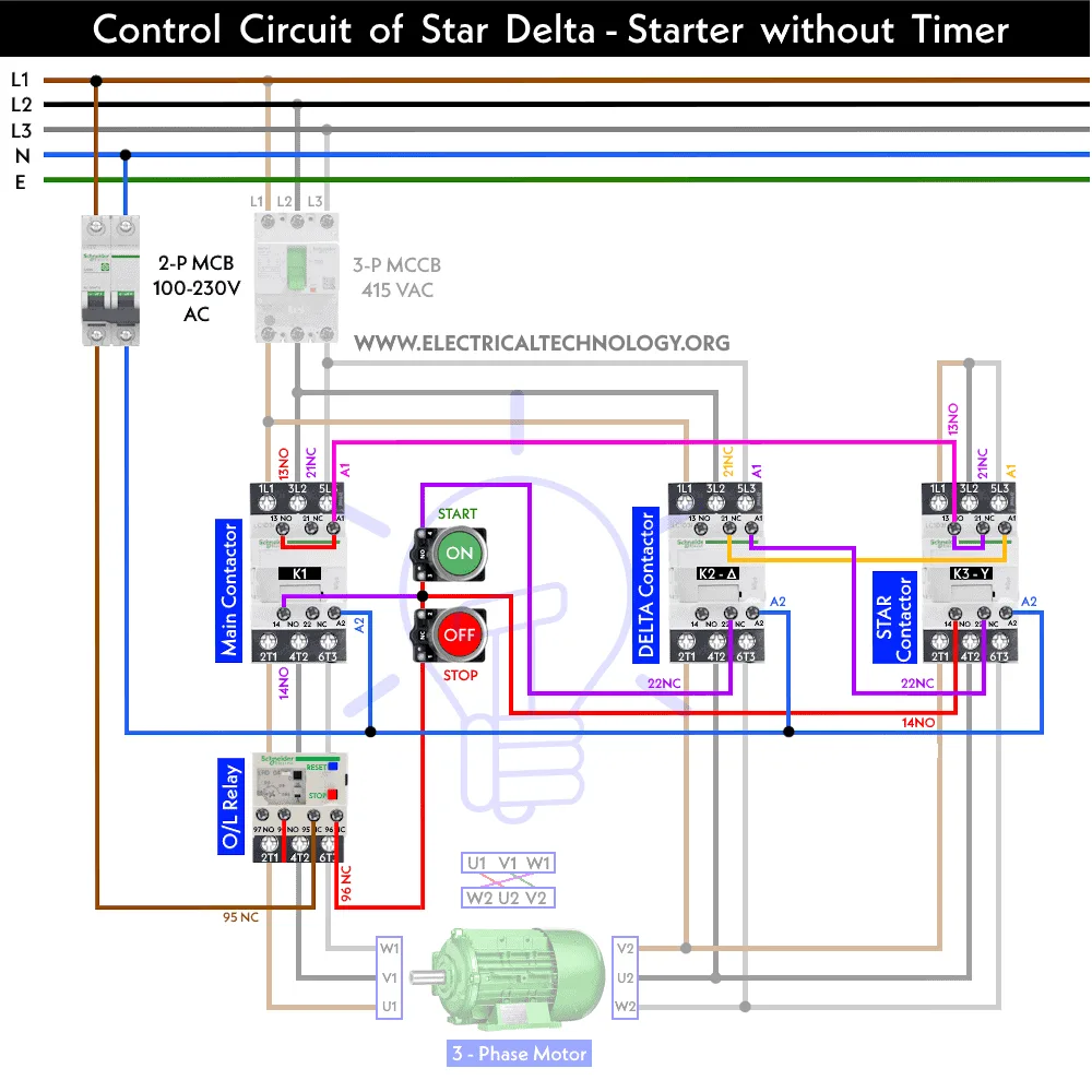 Star Delta Starter With Timer Connection Diagram Delta Start