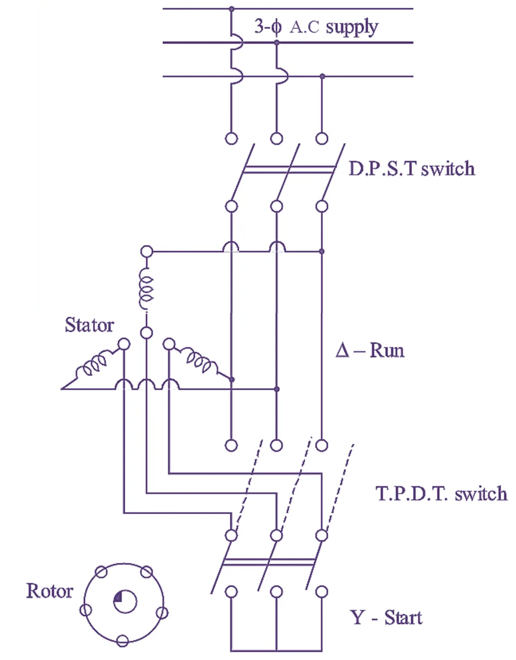 Stardelta Starter Complete Wiring For 3 Phase Motor Stardelta