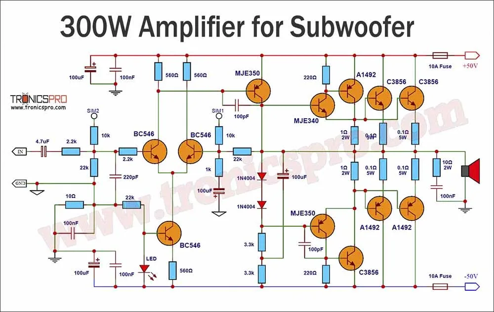 Subwoofer Amplifier Schematic Dx 2 1 Large Power Audio Amplifier Board