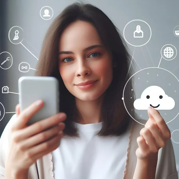 Success Businesswoman Use Smartphone With Digital Technology Link Internet Connection Premium