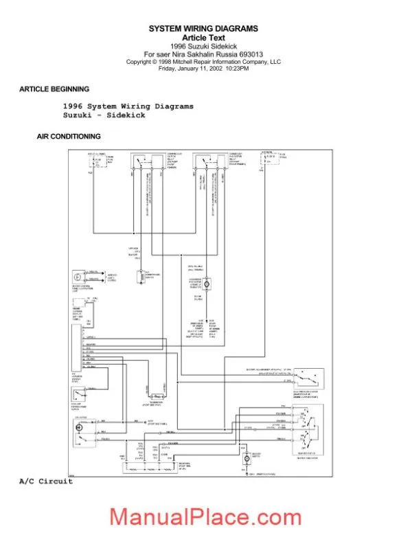 Suzuki Sidekick Vitara Escudo System Wiring Diagrams 1996 Service Manual Download Marketplace