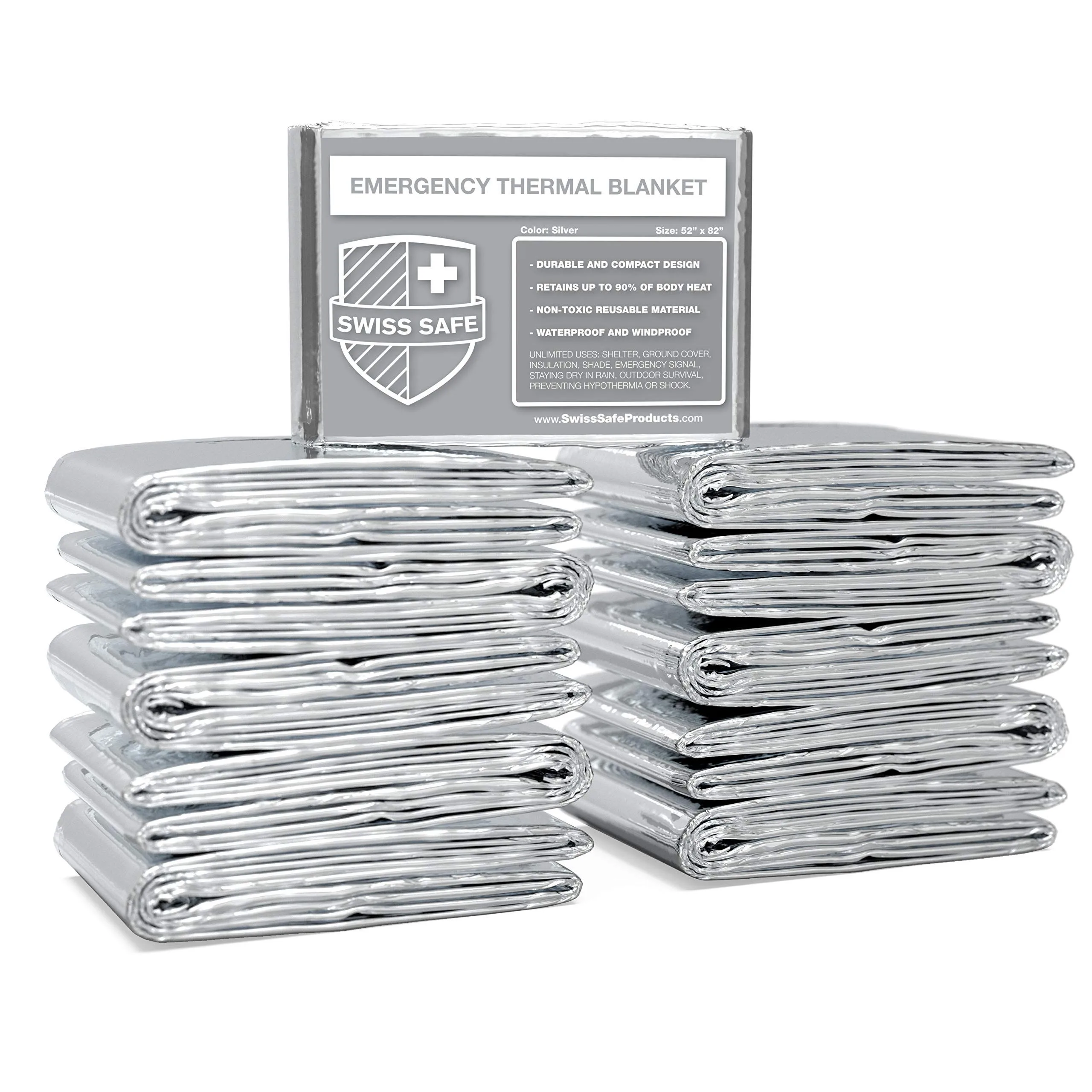 Swiss Safe Emergency Mylar Thermal Blankets Designed For Nasa Outdoors Survival First Aid