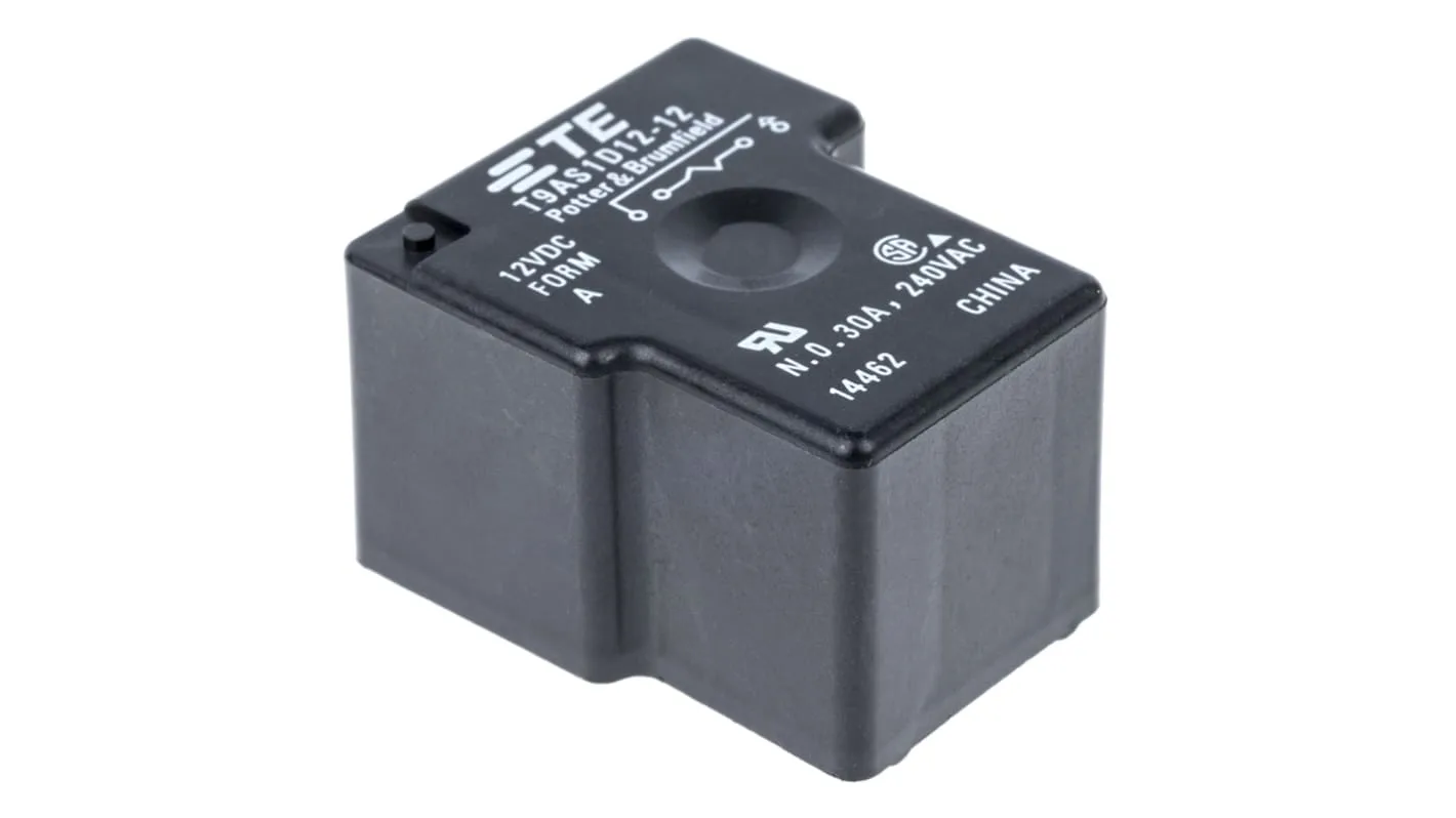 T9As1D12 12 Te Connectivity Pcb Mount Power Relay 12V Dc Coil 30A Switching Current Spst Rs