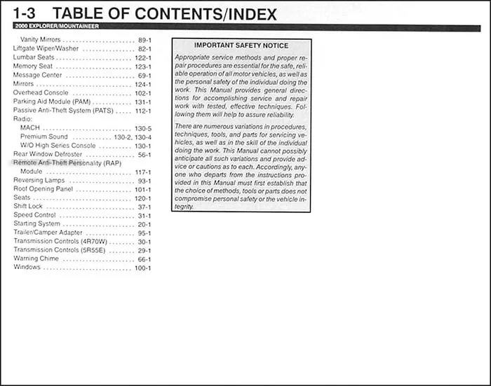 Table Of Contents Page 3