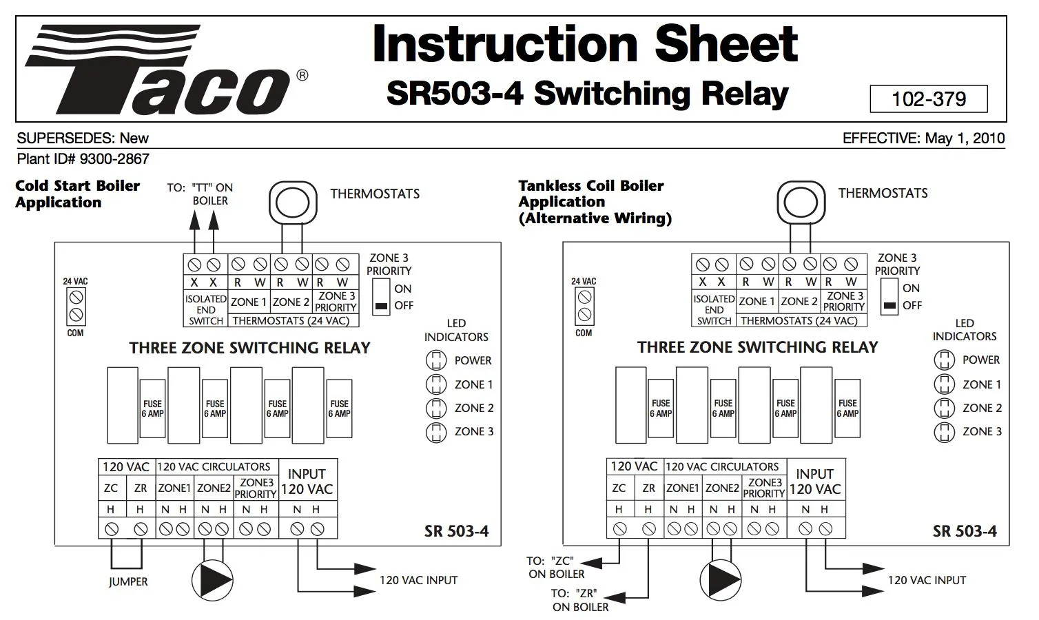 Taco Sentry Zone Valve Wiring Diagram Taco Zone Control Wiri