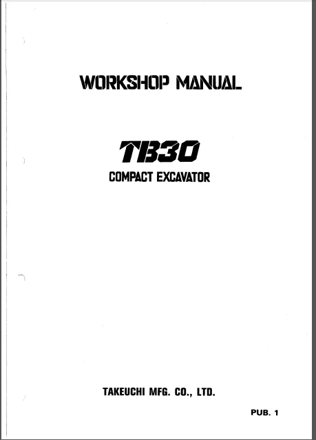 Takeuchi Tb300 Compact Excavator Electrical Circuit Diagram Manual Pdf Download