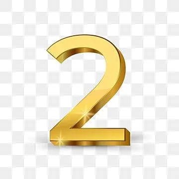 The Number Two In Gold On A White Background