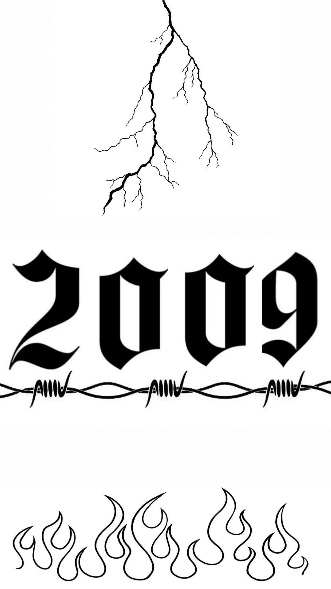 The Year 2009 Is Written In Black And White With Lightning Coming Out Of It