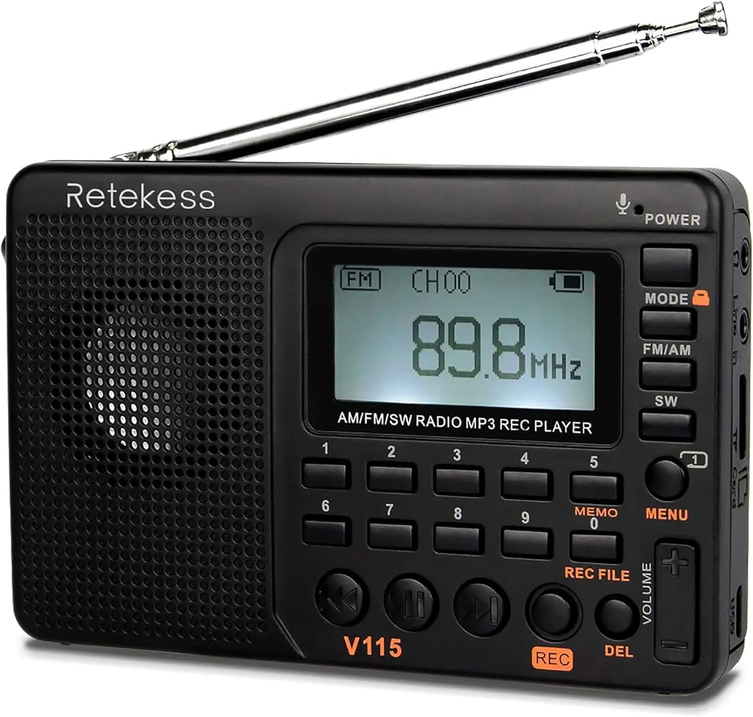 Tivdio Radio Estéreo Portátil Am Fm Con Reproductor Y Grabador De Mp3 Con Ranura
