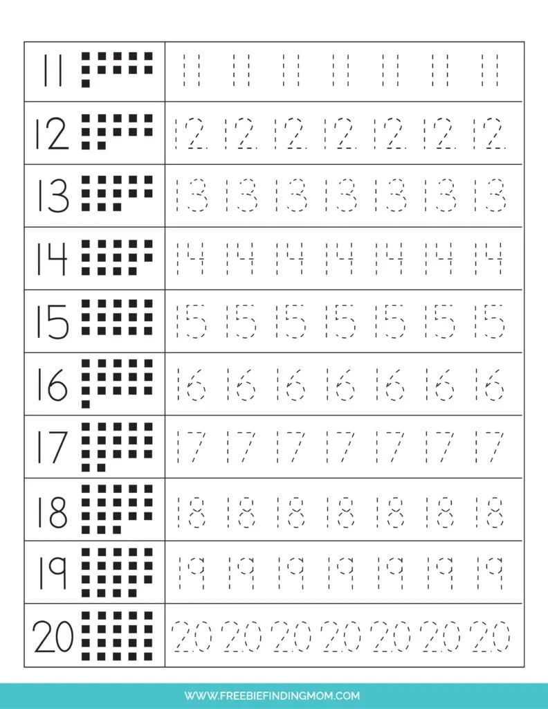 Tracing Numbers 1 20