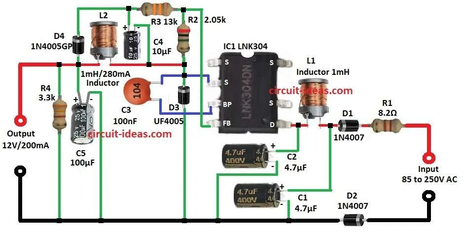 Transformerless 12V Switching Power Supply Circuit Circuit Ideas For You