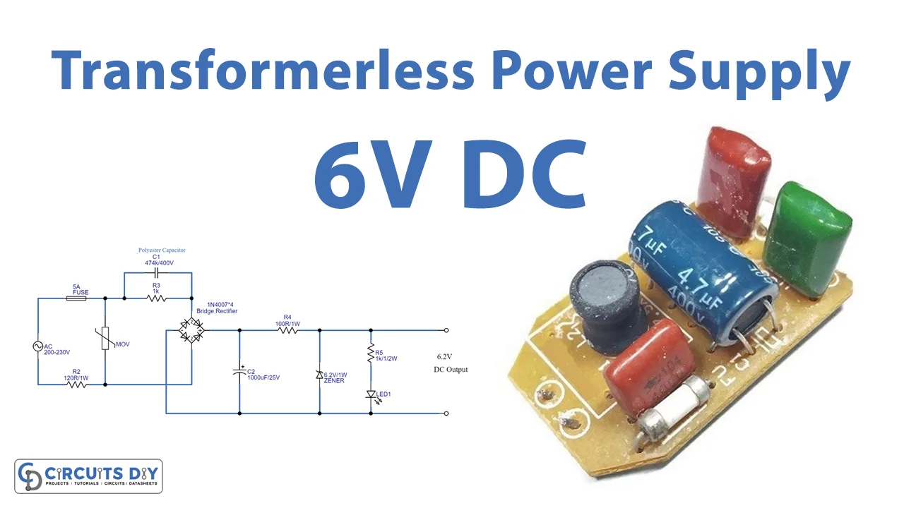 Transformerless Power Supply 6V Dc 45 Off
