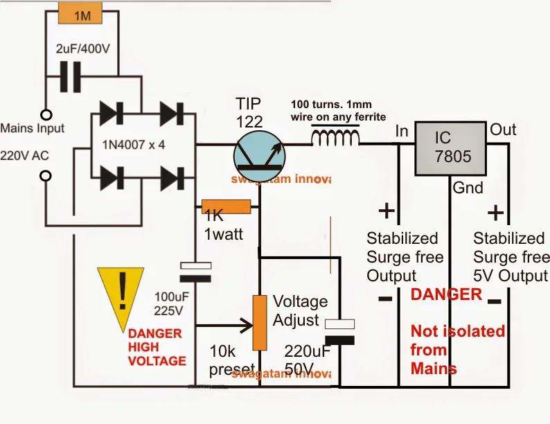 Transformerless Power Supply Circuit Diagram Power Supply Circuit Riset