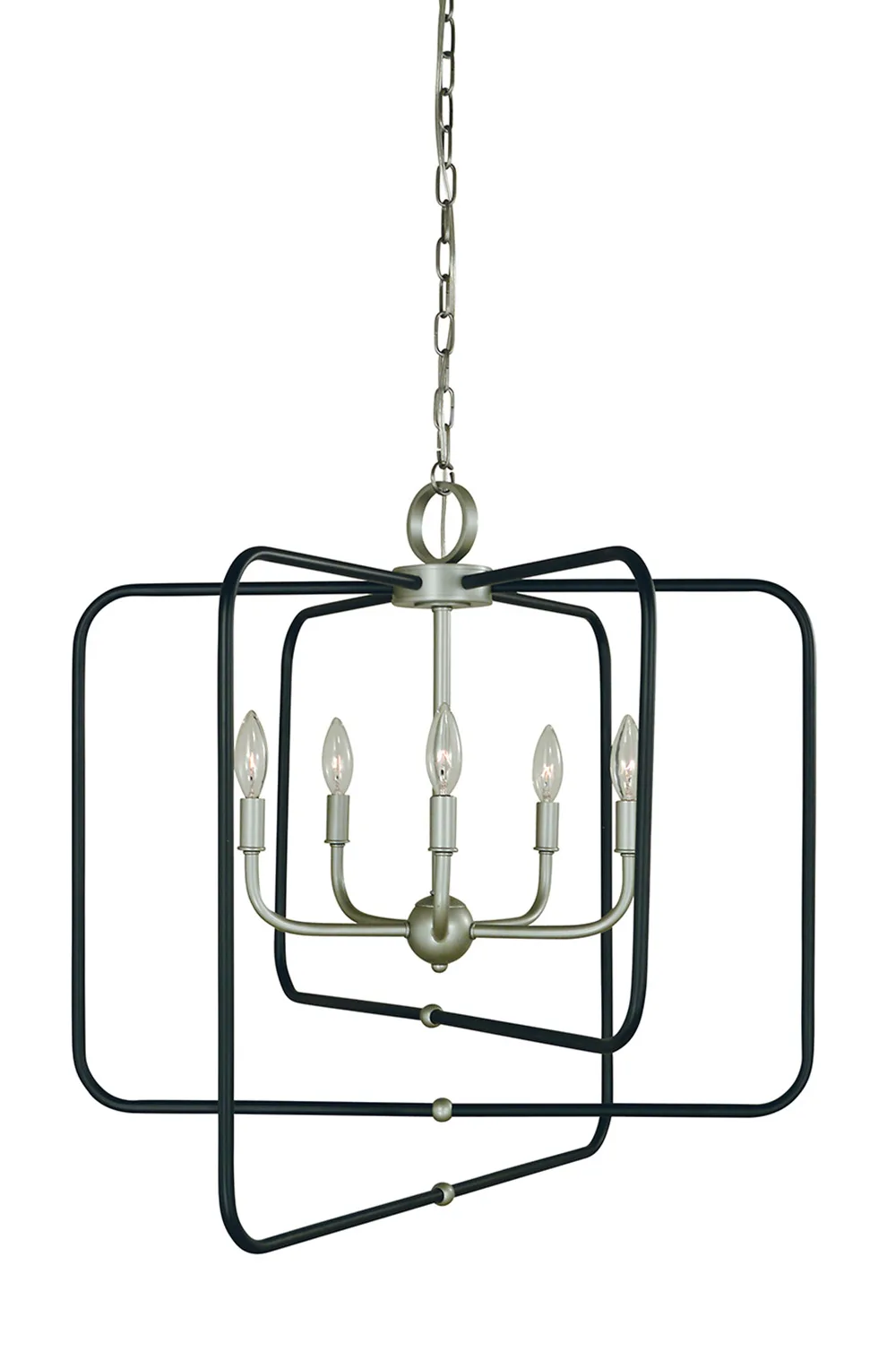 Transitional 5 Light Satin Pewter With Matte Black Accents Montrose Chandelier