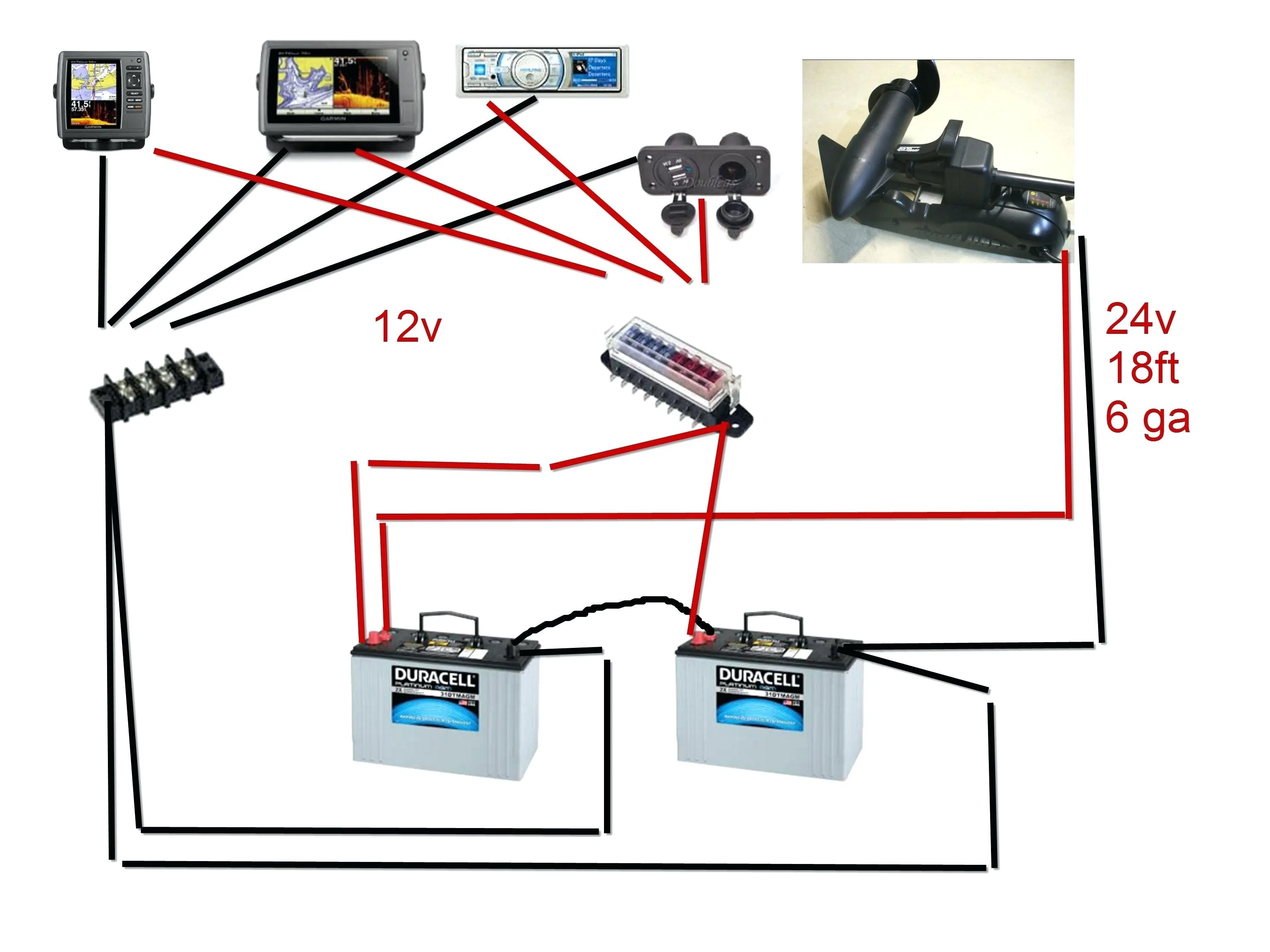 Trolling Motor Dual Battery Wiring Diagram 12V 24V Trolling